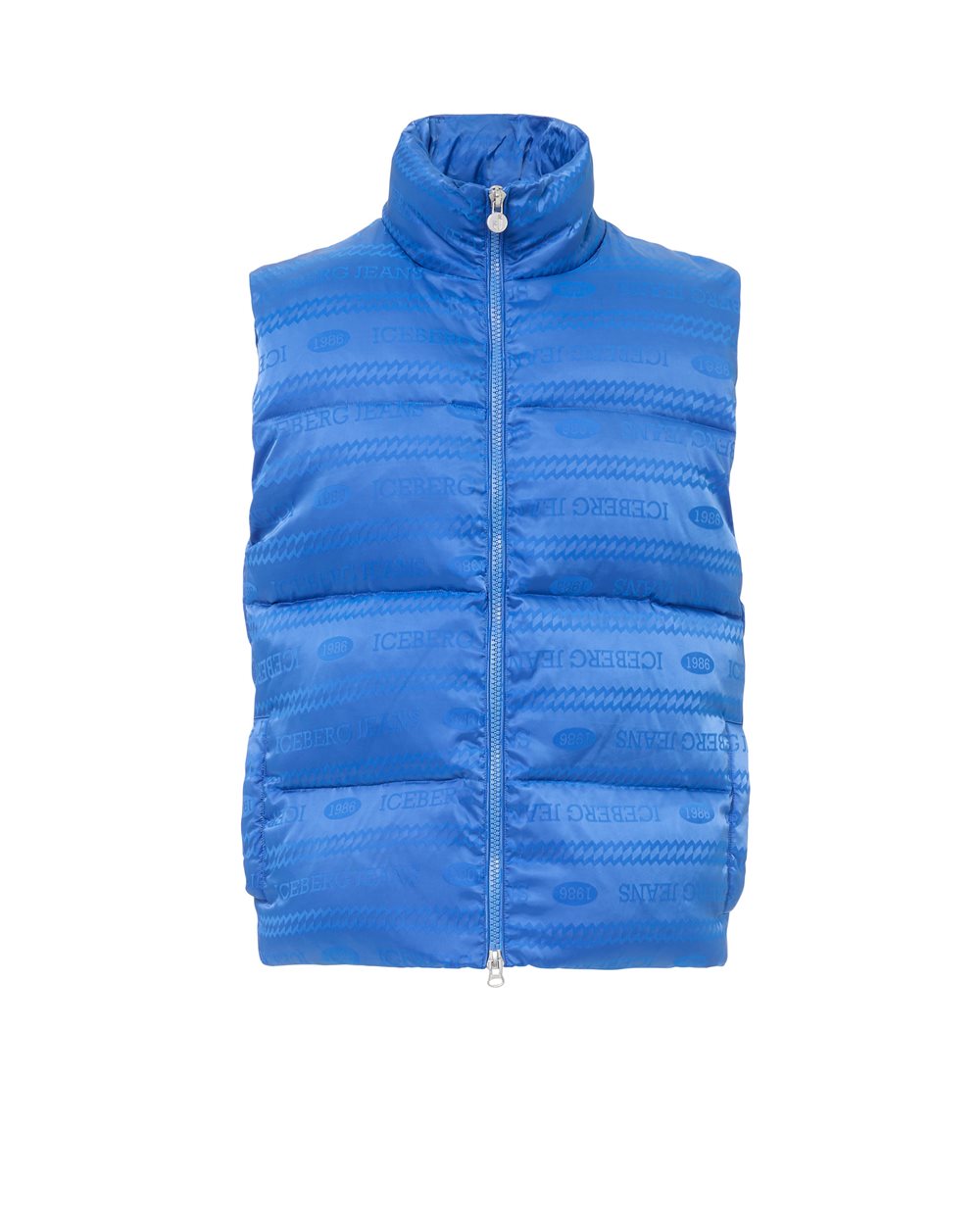Gilet in Nylon Allover Logo 1986 Jacquard Blu e Blu Iceberg - capispalla | Iceberg - Official Website