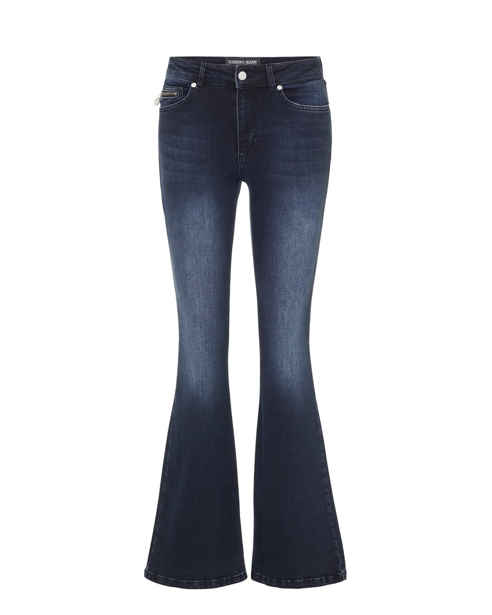 5-pocket Long Flare fit trousers in indigo stretch denim - carosello iceberg jeans woman | Iceberg - Official Website