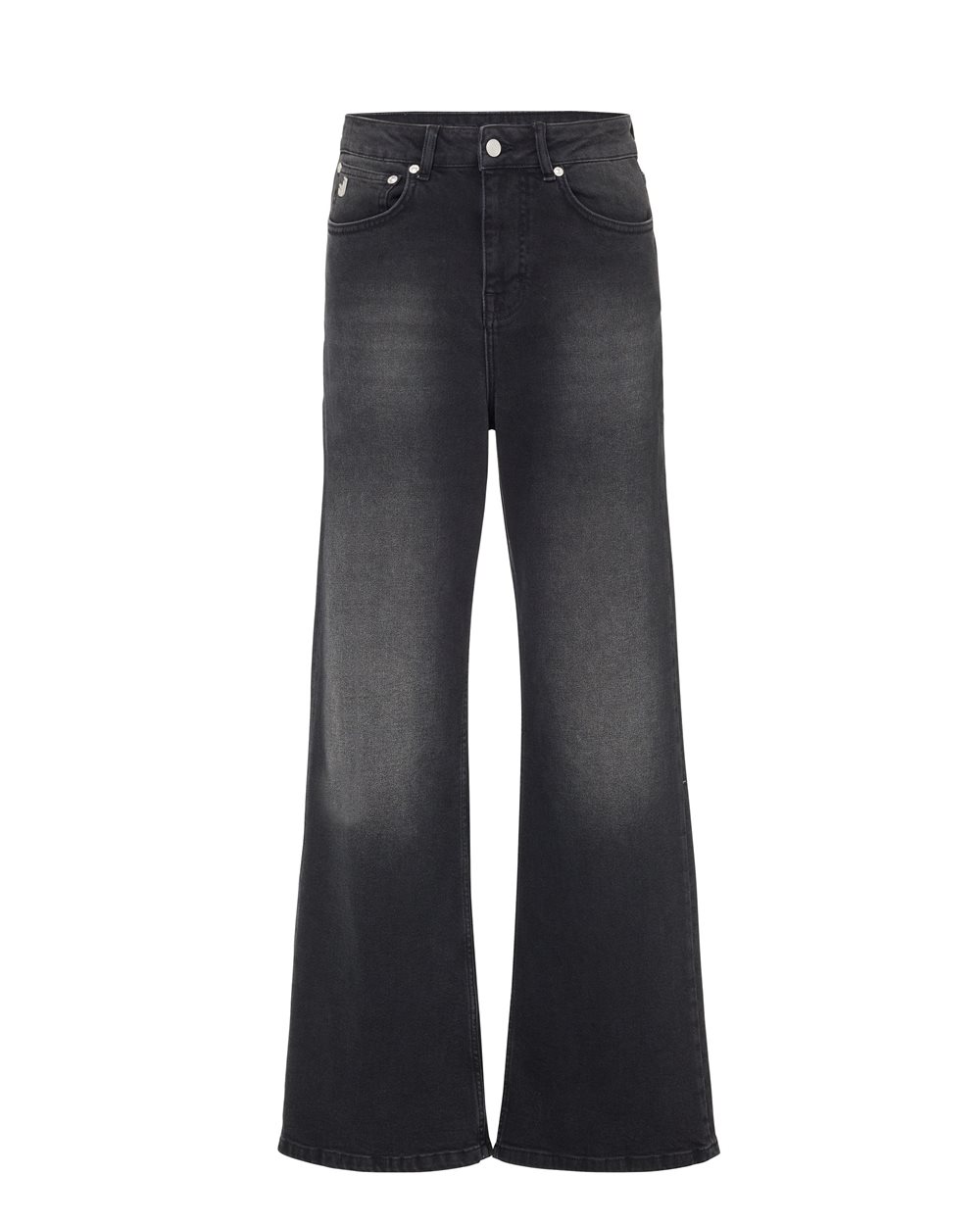 Black stretch denim boyfriend pants with Iceberg logo details - Clothing | Iceberg - Official Website