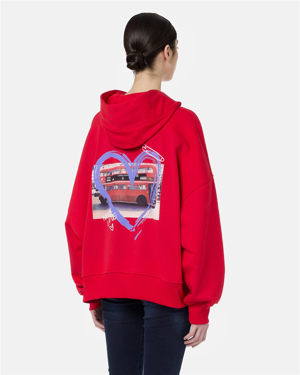 Relaxed Fit Hoodie in Red Diagonal Fleece - SWEAT-SHIRTS | Iceberg - Official Website