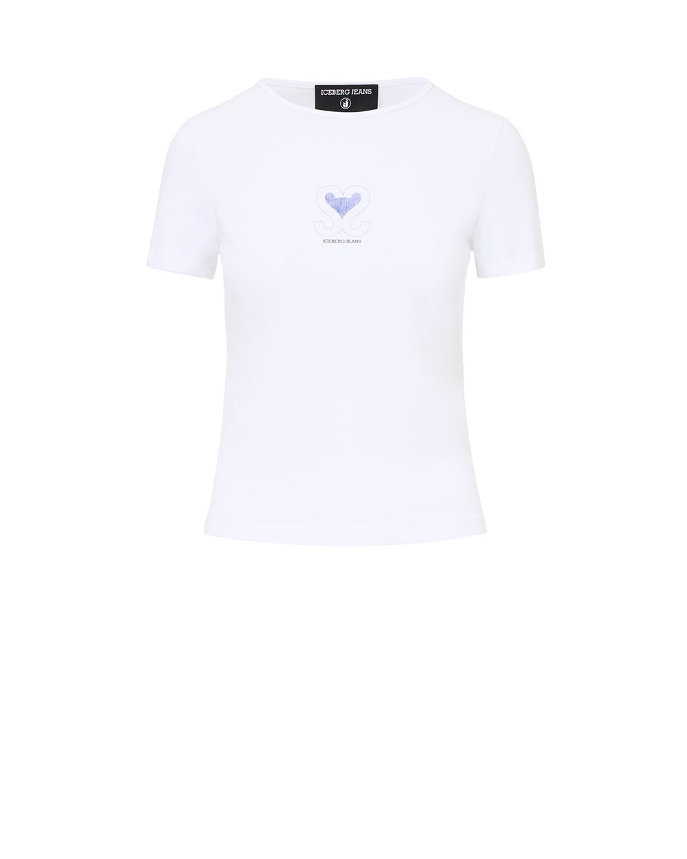 Slim-fit T-shirt in optical white with denim heart and Iceberg logo - T-SHIRTS | Iceberg - Official Website