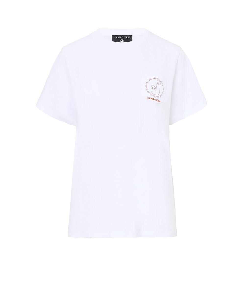 T-shirt bianco ottico con taschino e logo IJ ricamato - abbigliamento | Iceberg - Official Website