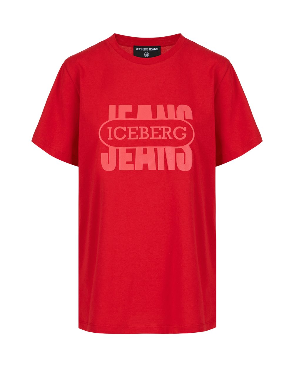 Deep red T-shirt with thickened vintage logoDeep red T-shirt with thickened vintage logo - T-SHIRTS | Iceberg - Official Website