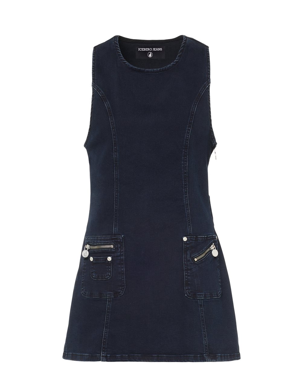 Miniabito smanicato in tela denim stretch color indaco - Abiti e Gonne | Iceberg - Official Website