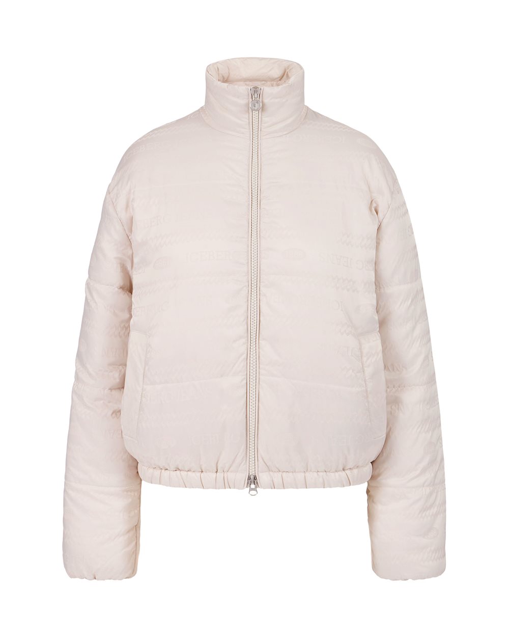 Mini-fit white nylon jacquard jacket with 1986 logo and Iceberg eco-down padding - OUTERWEAR | Iceberg - Official Website