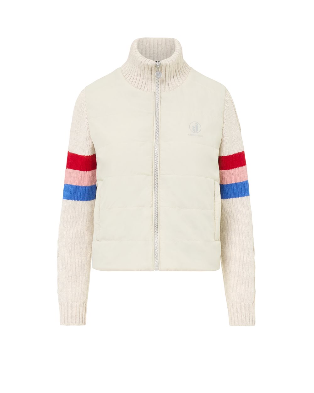 Ivory mini-fit jacket with striped sleeves and Iceberg logo - per abilitare | Iceberg - Official Website