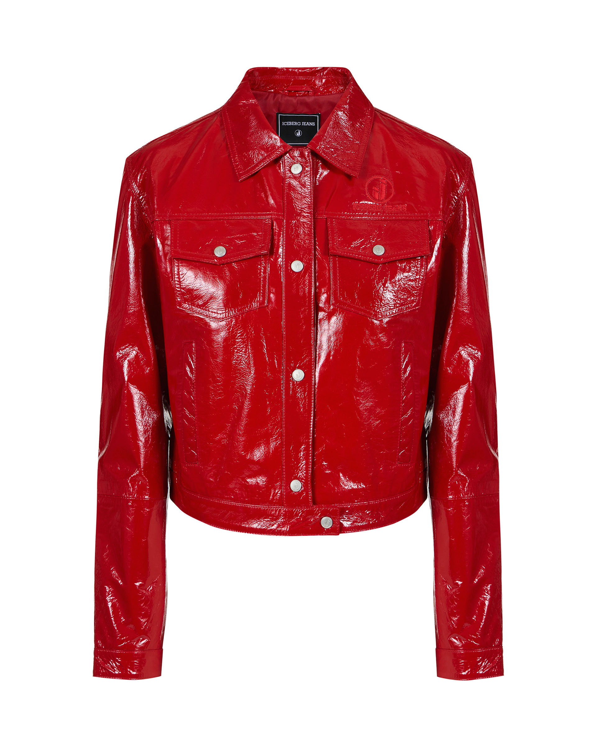 5-pocket jacket in lambskin with patent effect red - Iceberg Jeans | Iceberg - Official Website
