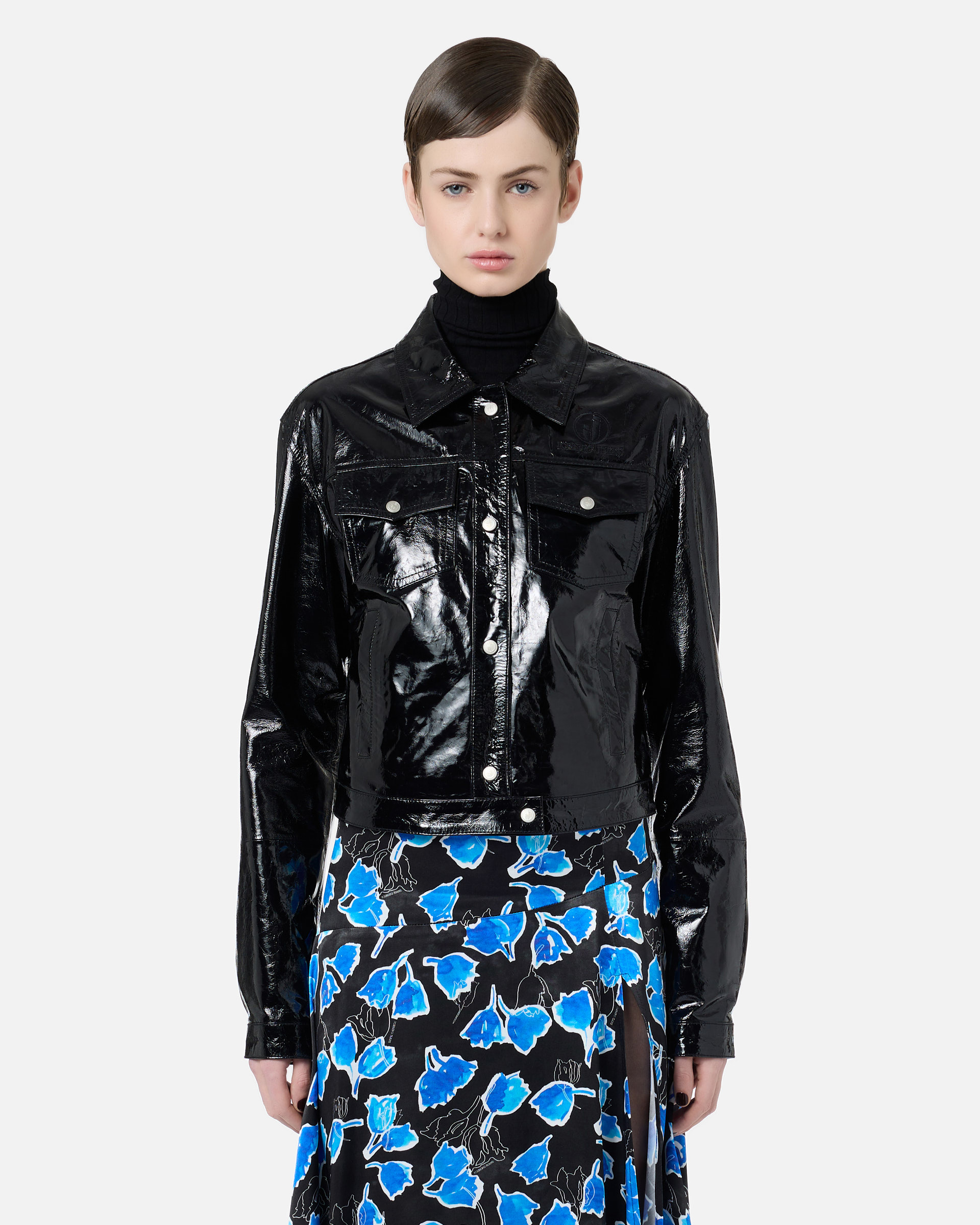 5-pocket jacket in black patent leather effect lambskin - Iceberg Jeans | Iceberg - Official Website