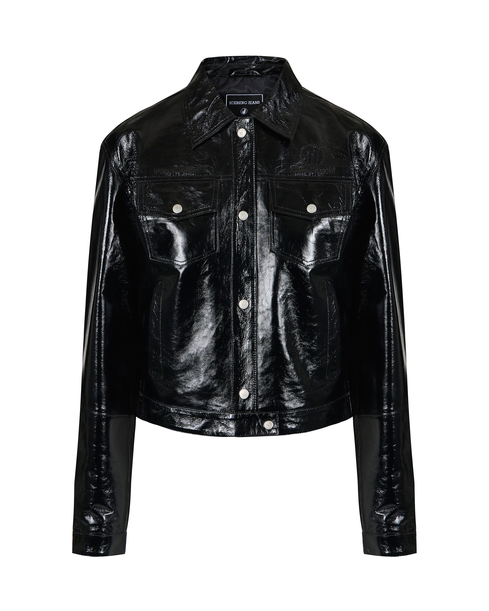 5-pocket jacket in black patent leather effect lambskin - Iceberg Jeans | Iceberg - Official Website