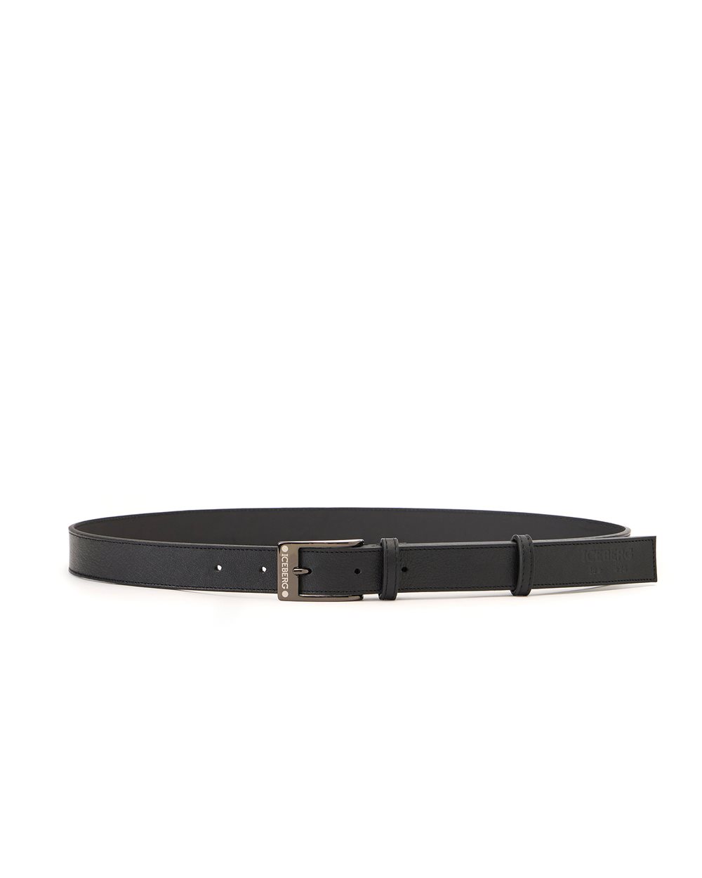 Black nappa leather belt with logo buckle - Man | Iceberg - Official Website