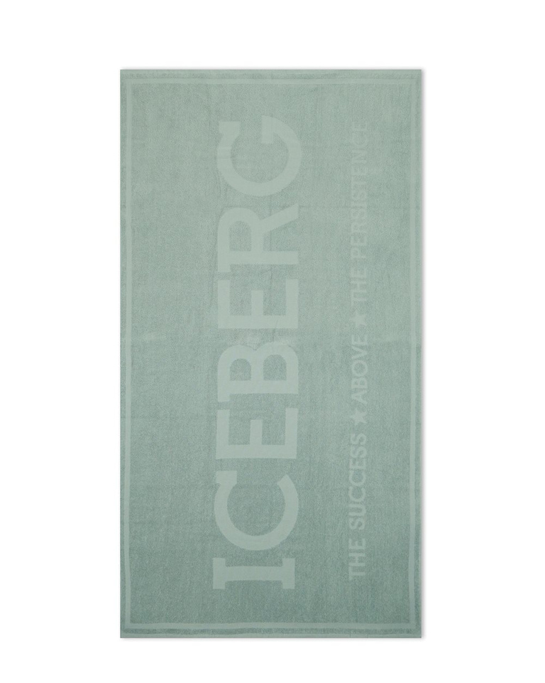 Sage Green Beach Towel with Transparent Iceberg Logo - Beachwear | Iceberg - Official Website