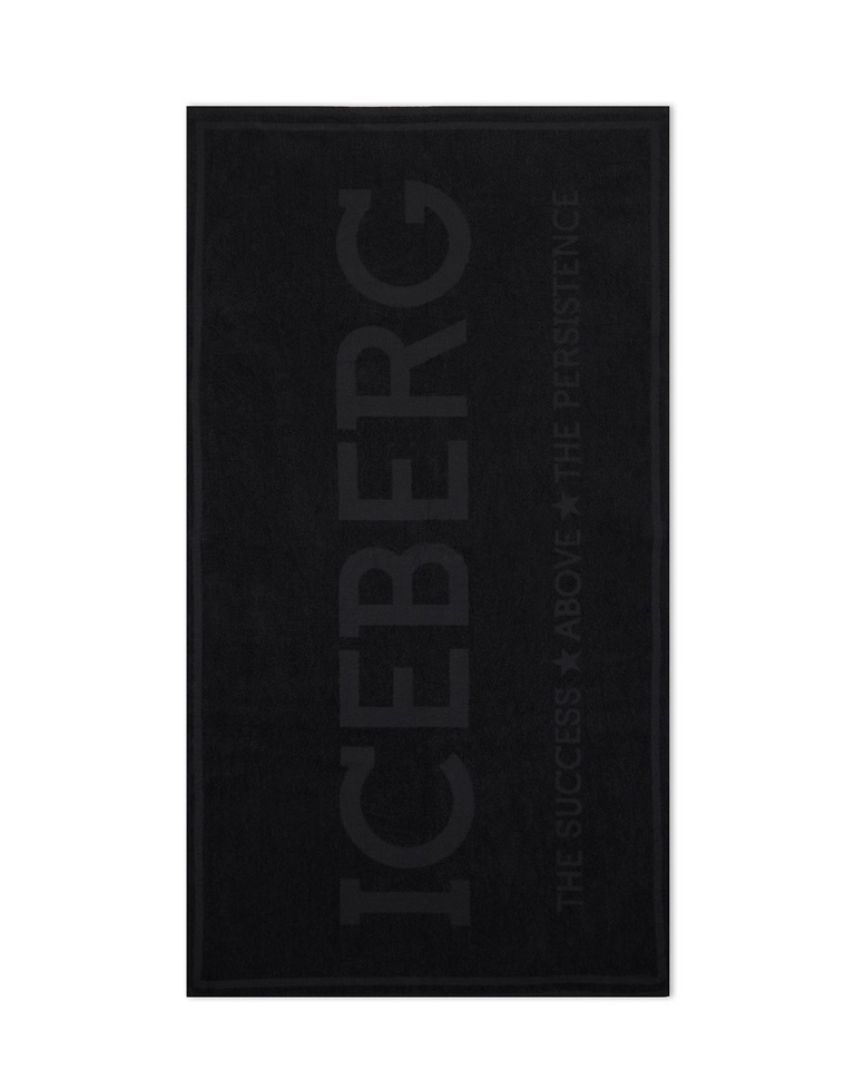 Black beach towel with transparent Iceberg logo - Beachwear | Iceberg - Official Website