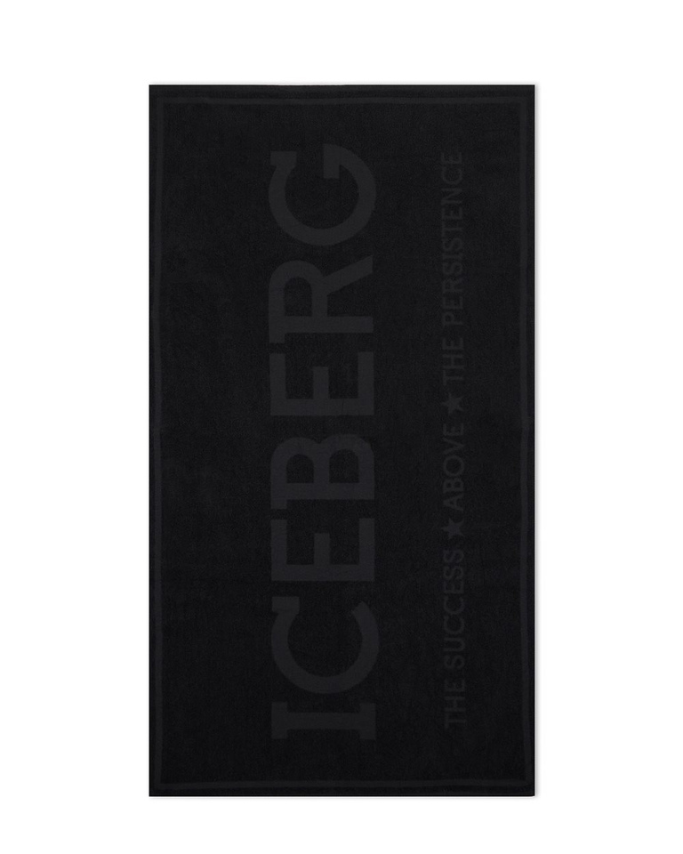 Black beach towel with transparent Iceberg logo - Beachwear | Iceberg - Official Website