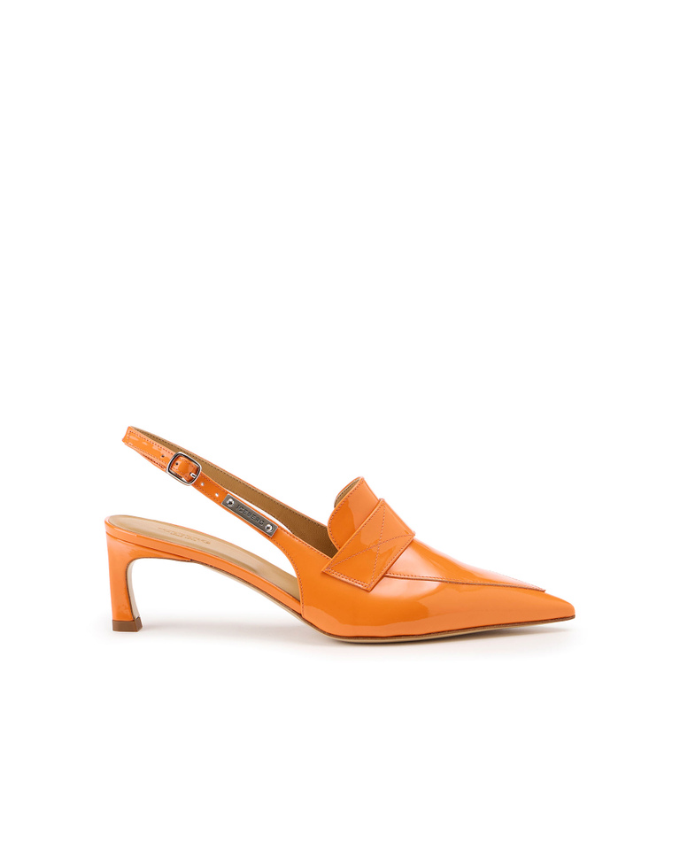 Slingback arancione di vernice a punta con accollatura stile mocassino e tacco kitten - Scarpe & sneakers | Iceberg - Official Website