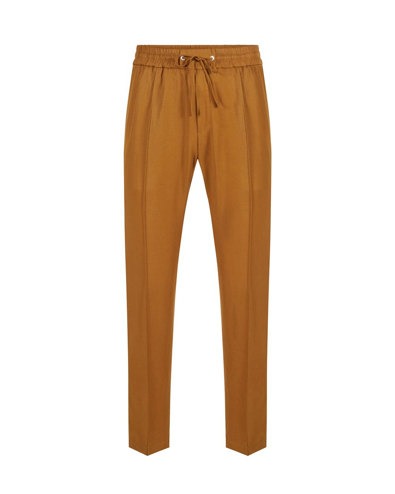Comfort fit trousers in Tencel in oil colour with contrasting stripes - Trousers | Iceberg - Official Website