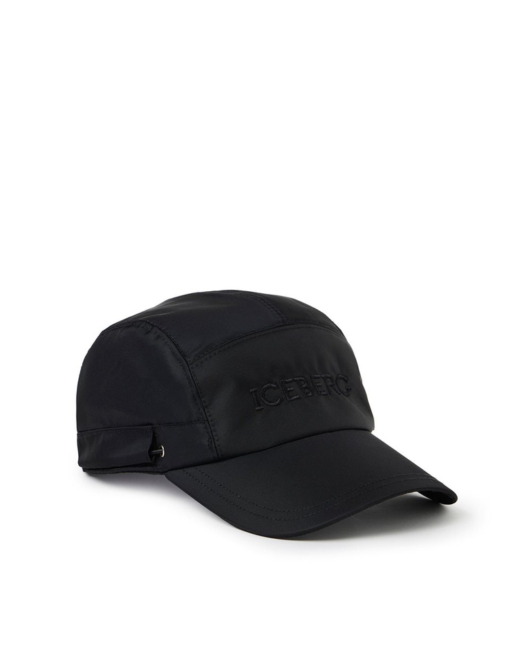 Black nylon baseball cap with drawstring - Hats  | Iceberg - Official Website