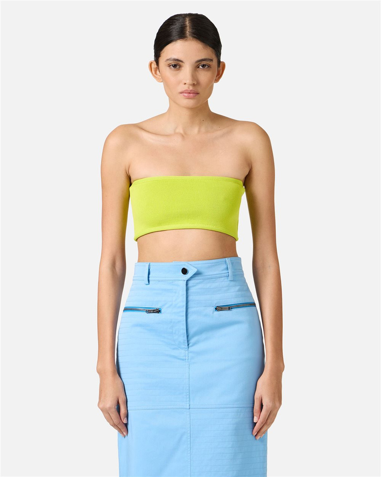 Cedar-colored knitted bandeau top - Fashion Show Woman | Iceberg - Official Website