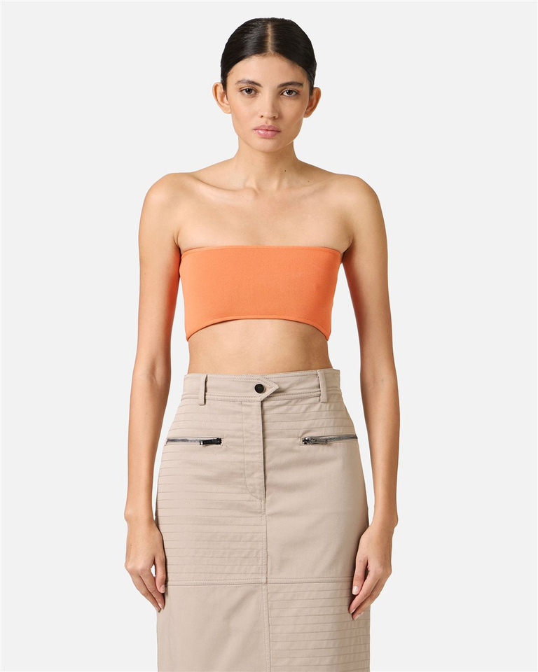 Orange knitted bandeau top - Fashion Show Woman | Iceberg - Official Website