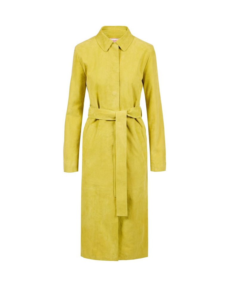 Lime Yellow Suede Comfort Fit Coat - Outerwear | Iceberg - Official Website
