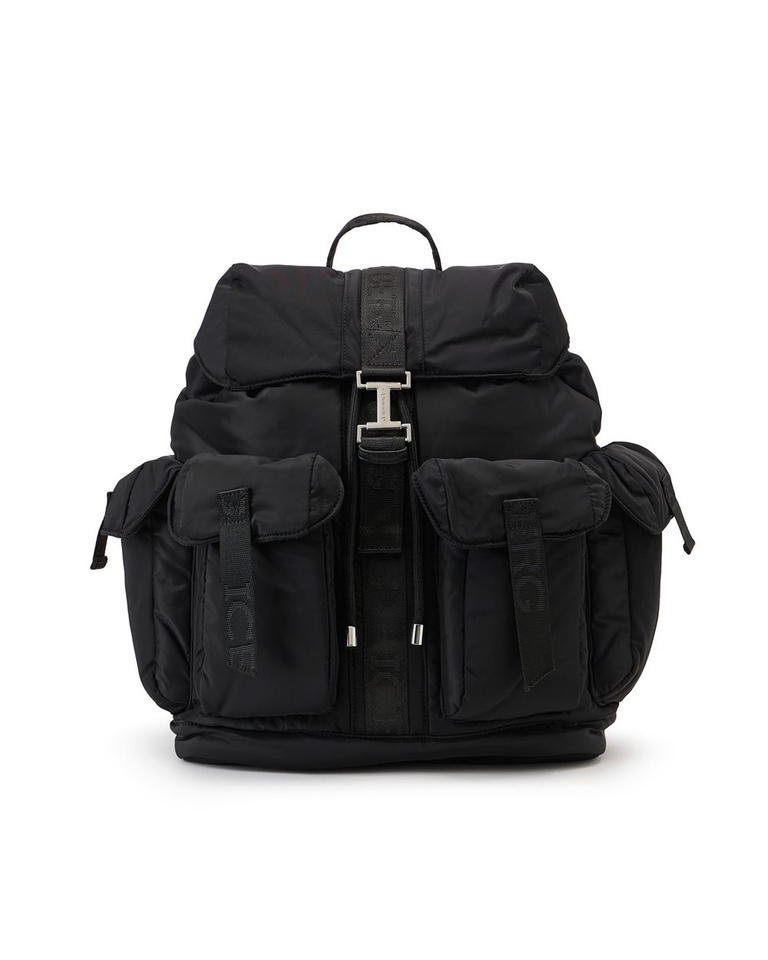 Blauer weicher Nylon-Rucksack mit individuell gestalteten Bändern und Schnalle mit Iceberg-Logo - Herren | Iceberg - Official Website