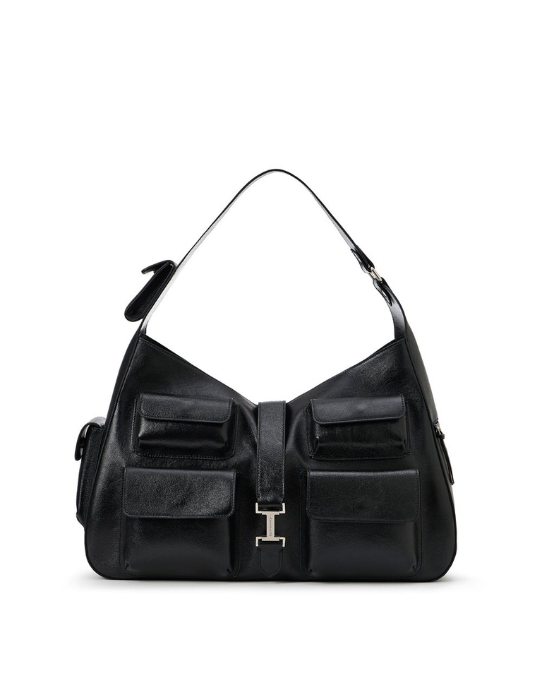 Black Laminated Leather Top Handle Bag - Bags & Belt | Iceberg - Official Website