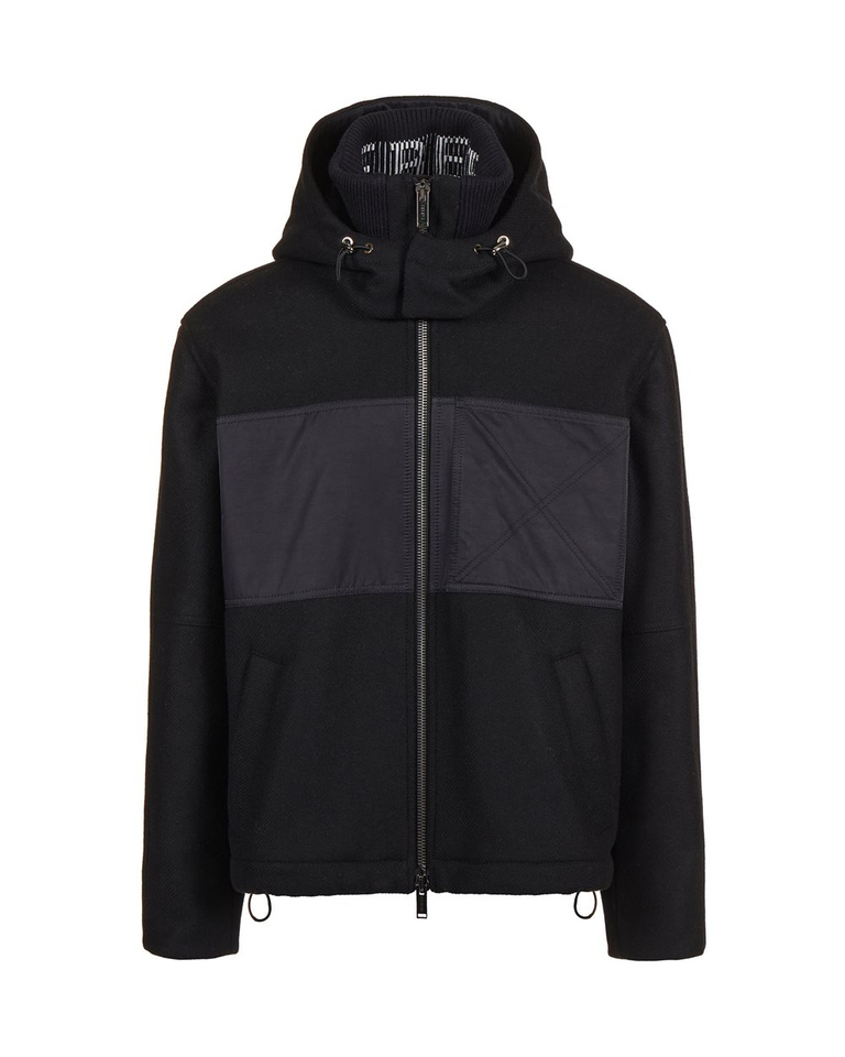 Schwarze Jacke in bequemer Passform aus Cool Wool und technischem Nylon - Jacken und Mäntel | Iceberg - Official Website