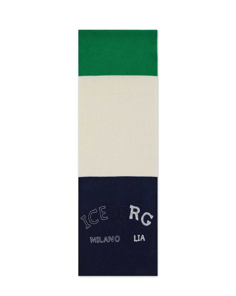 Multicolored corn stitch scarf with embroidery - Man | Iceberg - Official Website