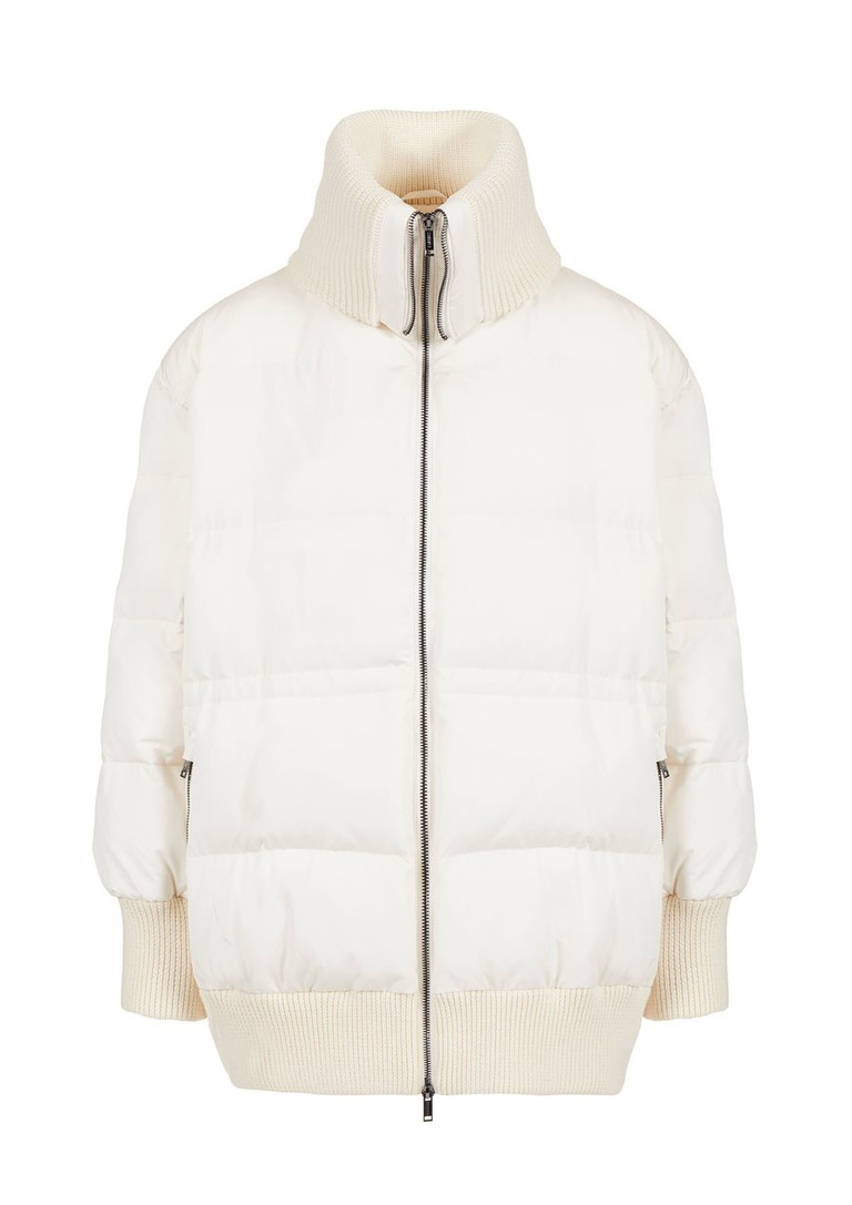 Vanilla drill nylon midi jacket with Iceberg logo embroidered on the back - Outerwear | Iceberg - Official Website