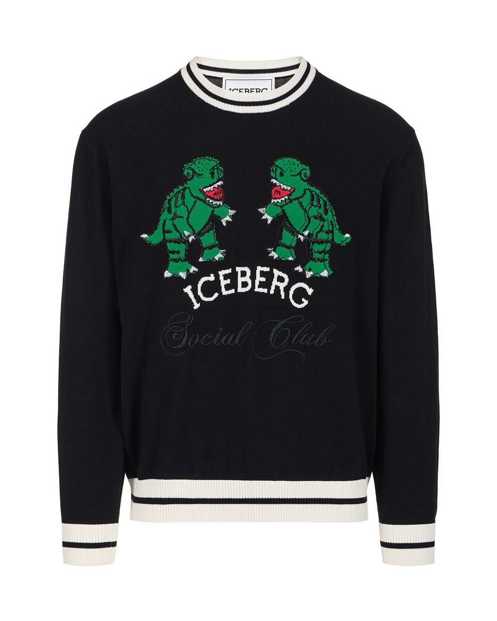 Ice-gray cotton crew neck sweater with a Peanuts design | ICEBERG