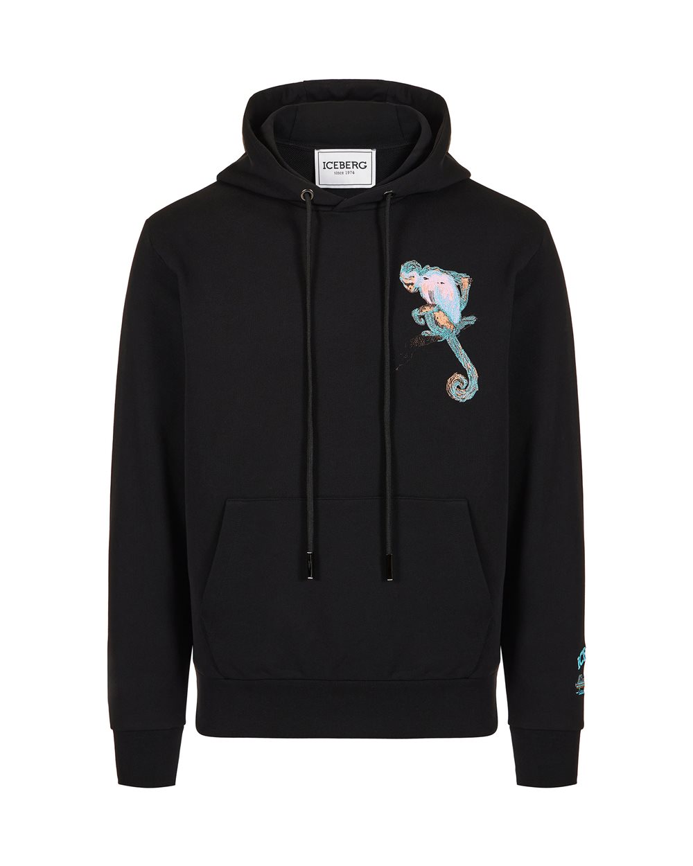 Blue regular fit cotton fleece hoodie with Dino Social Club print