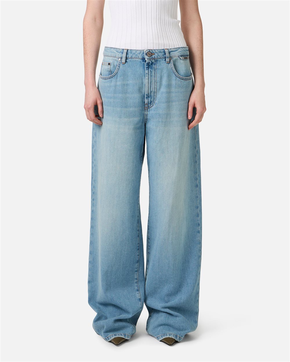 New tailoring fit indigo 5-pocket pants in a stone-wash denim - New in | Iceberg - Official Website