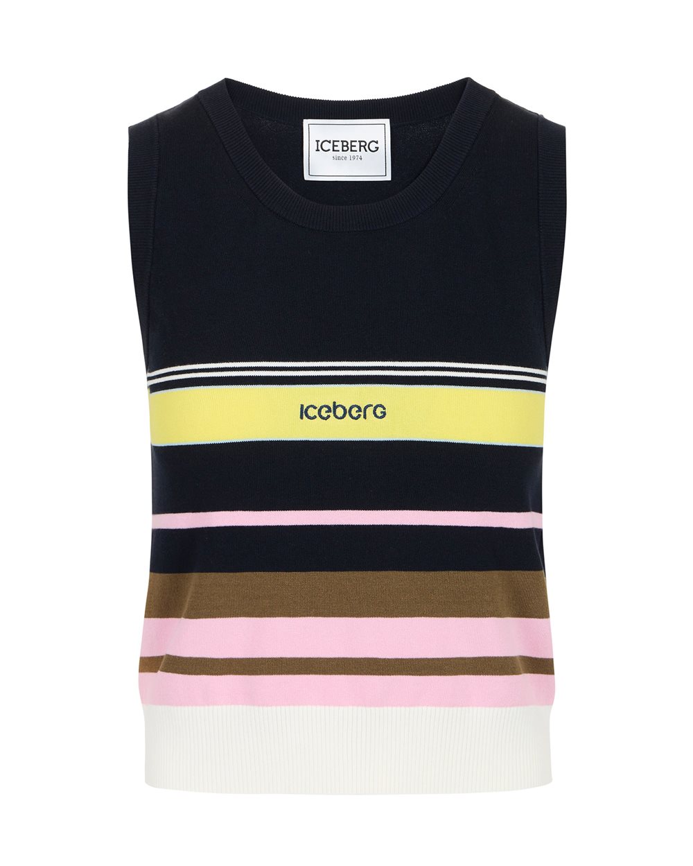 Multicolored polo shirt in stretch cotton with contrasting stripes - New in | Iceberg - Official Website