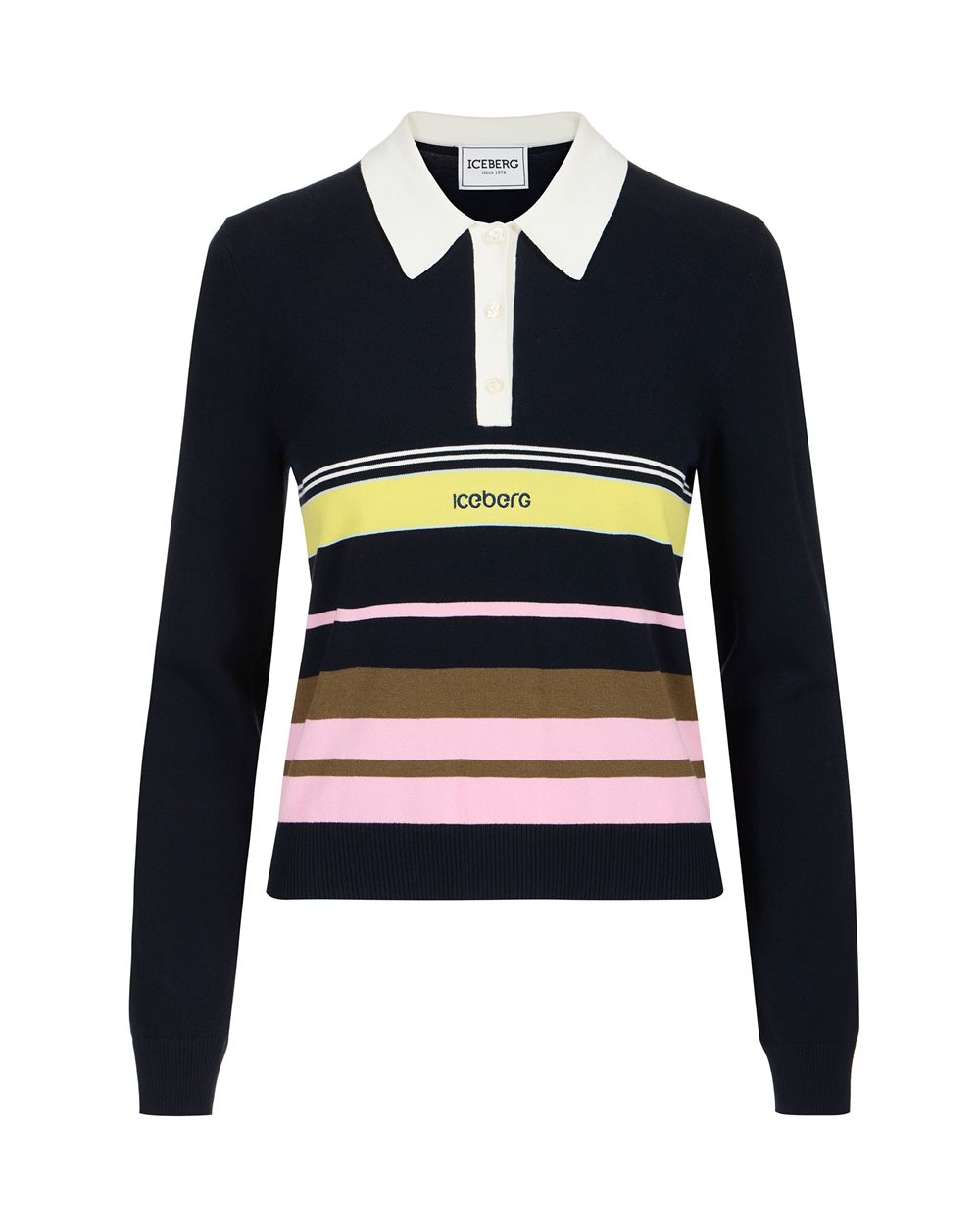 Multicolor polo shirt in stretch cotton with contrasting stripes - New in | Iceberg - Official Website