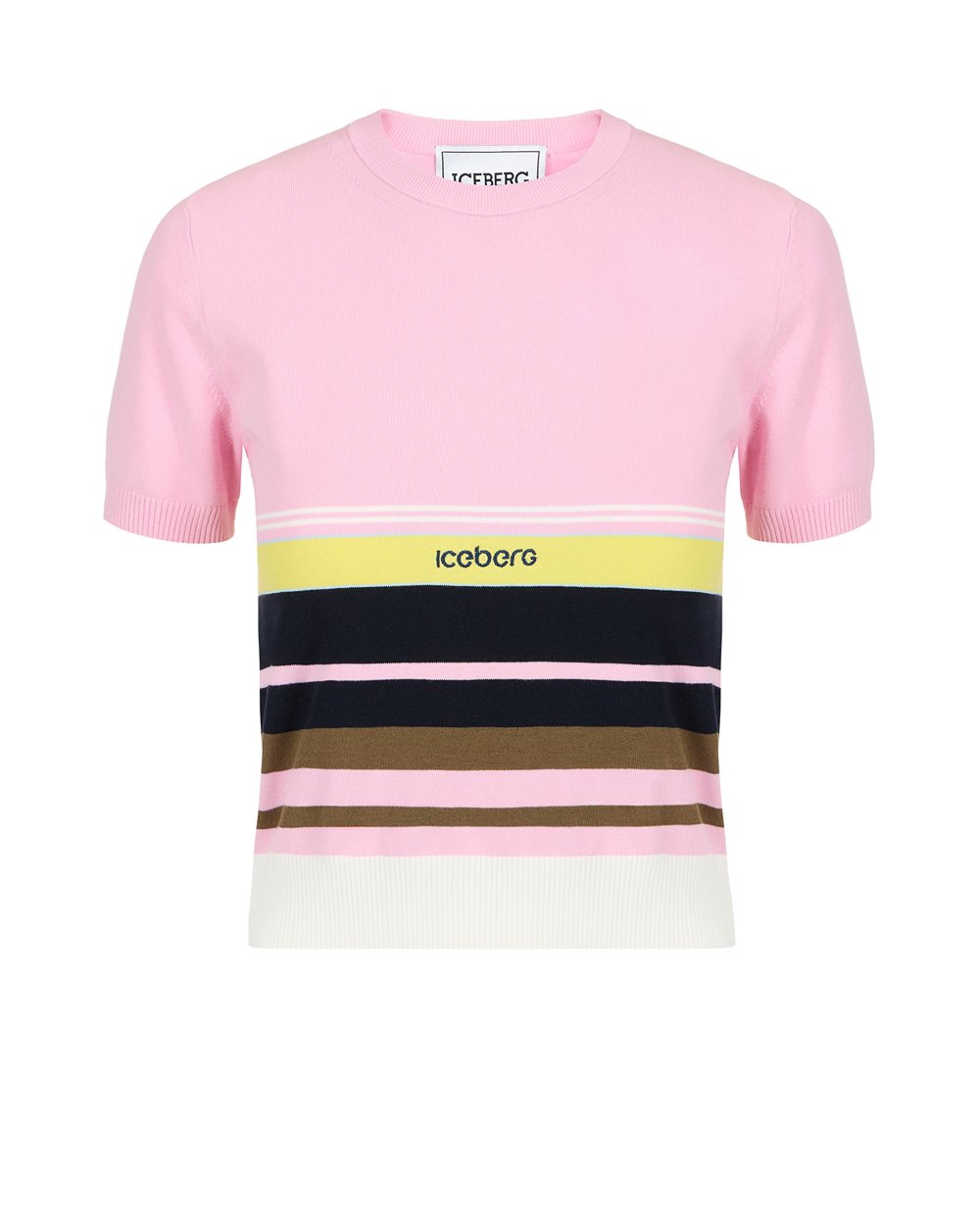 Patterned crew neck T-shirt in stretch cotton - New in | Iceberg - Official Website