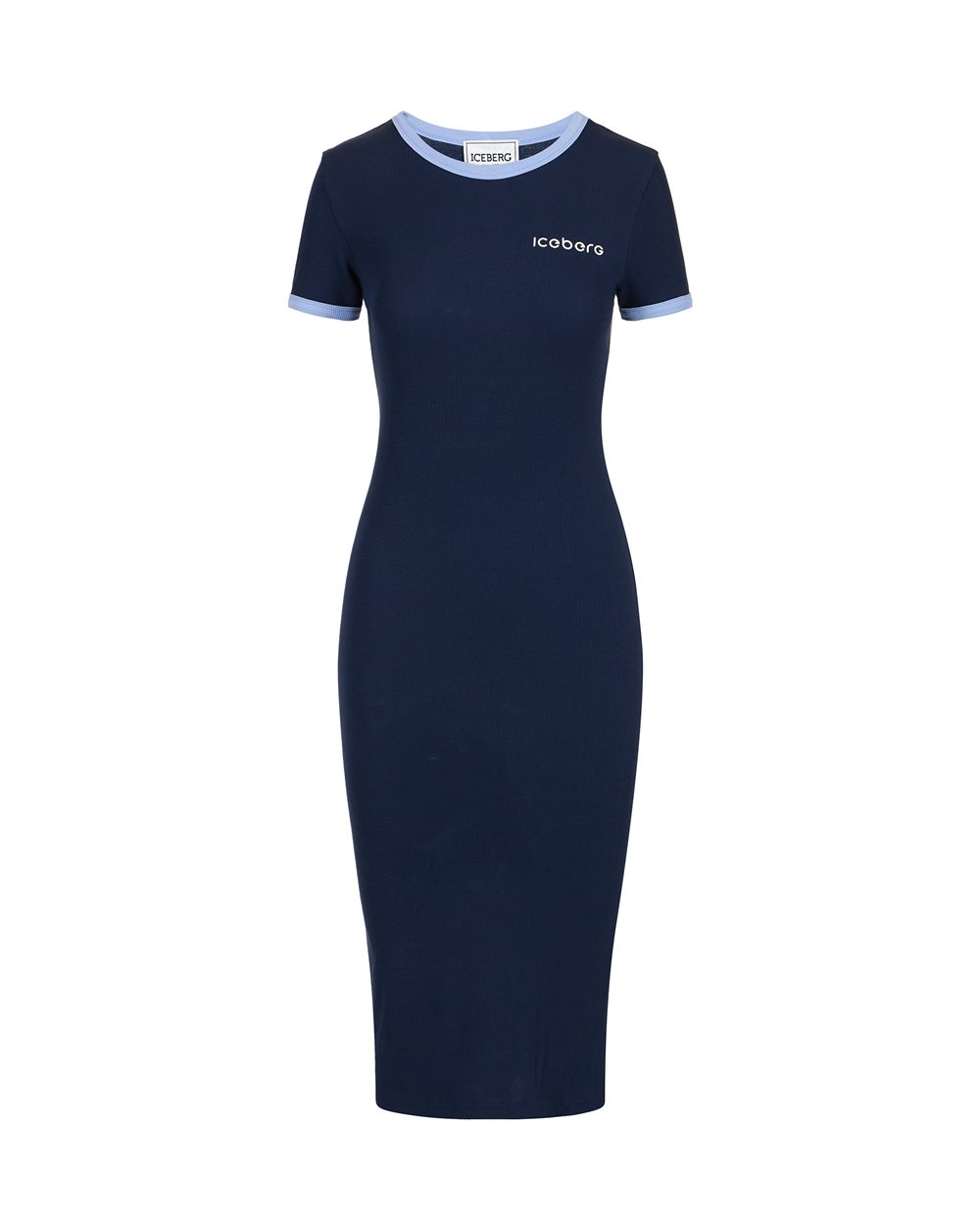 slim fit dress slacks Berrylush Women Solid Blue Square Neck Slim-Fit Maxi Dress main image 0