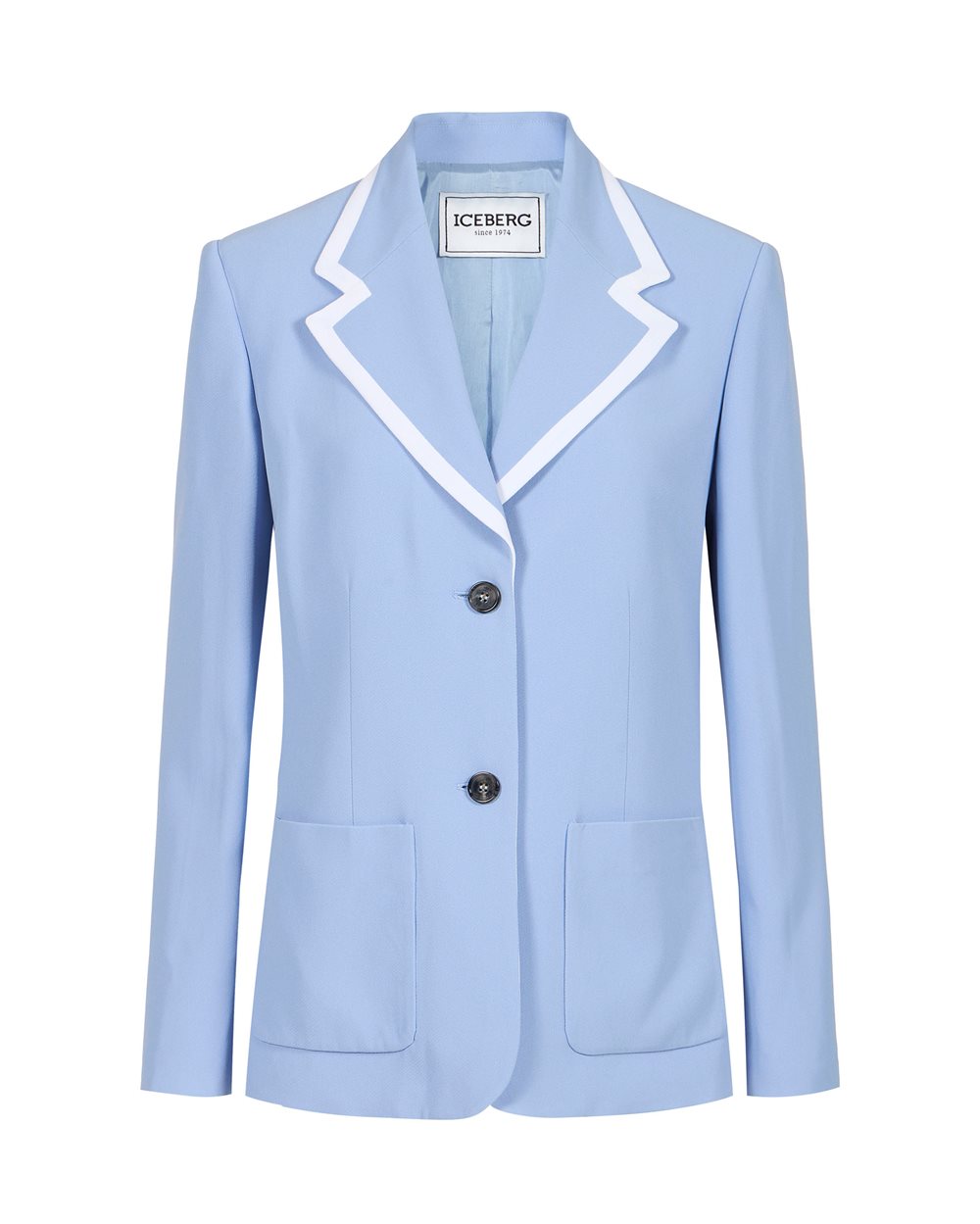 Indigo, comfort fit jacket in jacquard denim with a floral motif