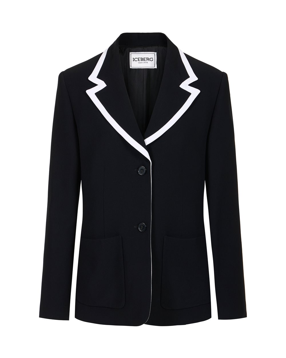 Indigo, comfort fit jacket in jacquard denim with a floral motif