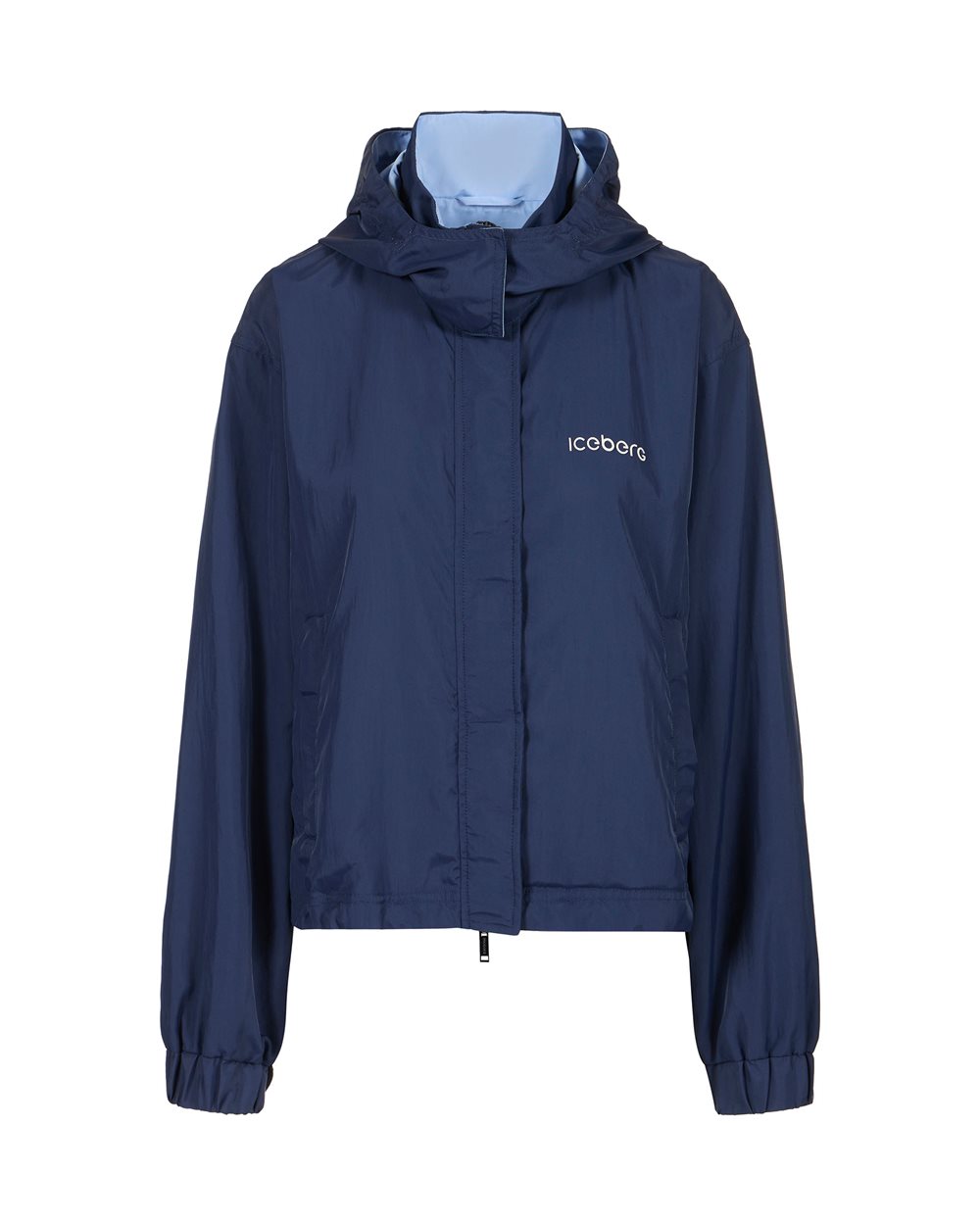 Indigo, comfort fit jacket in jacquard denim with a floral motif