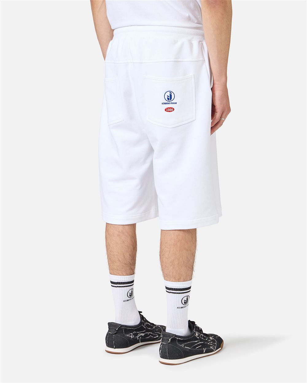 Regular fit optic white cotton Bermuda shorts - PREVIEW | Iceberg - Official Website