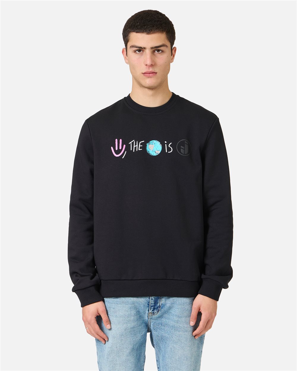 Regular fit black cotton crew neck sweater - PREVIEW | Iceberg - Official Website