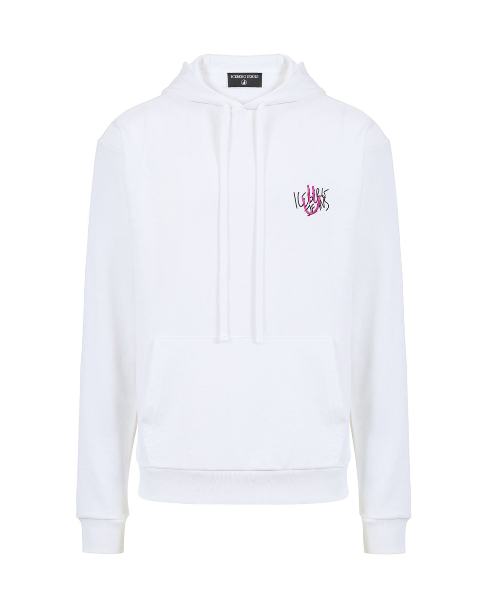 Relaxed fit optic white cotton sweatshirt with hood - PREVIEW | Iceberg - Official Website
