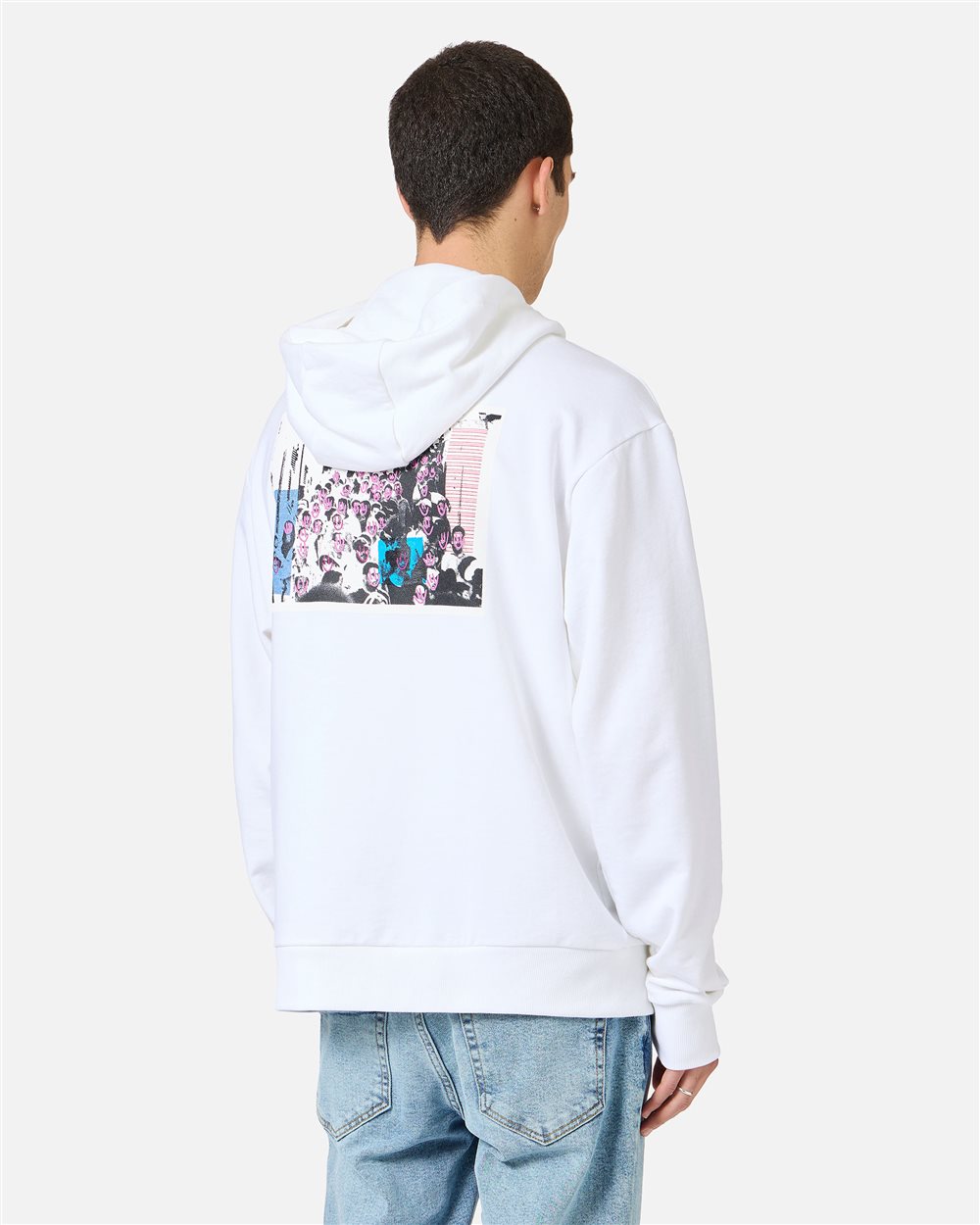 Relaxed fit optic white cotton sweatshirt with hood - PREVIEW | Iceberg - Official Website
