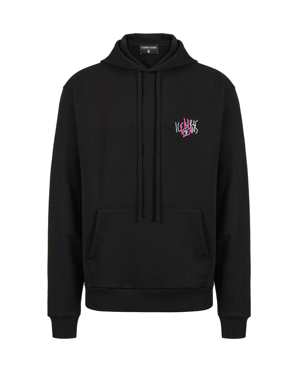 Relaxed fit black cotton sweatshirt with hood - PREVIEW | Iceberg - Official Website