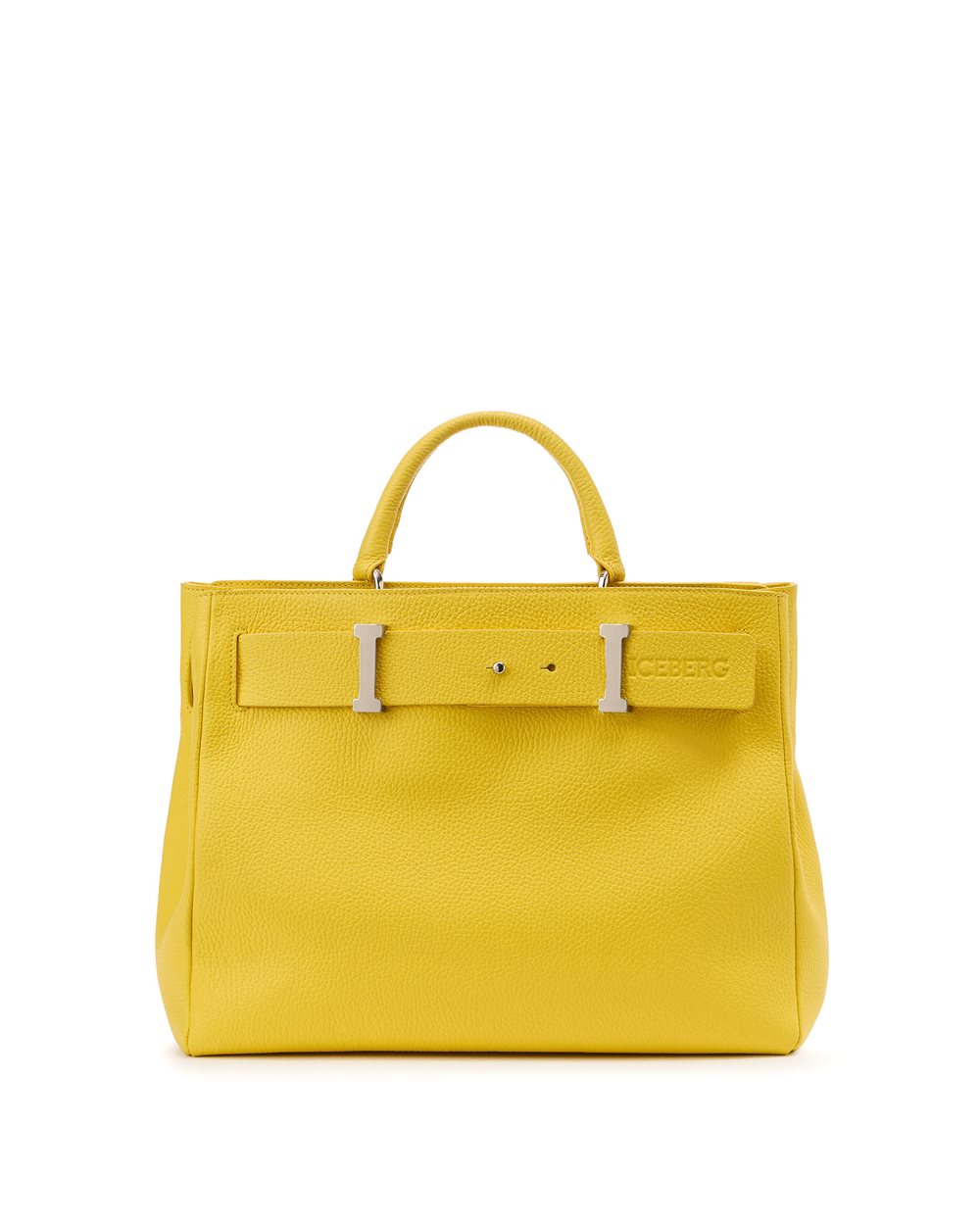 Yellow maxi shopper in calfskin leather with I buckle - New in | Iceberg - Official Website
