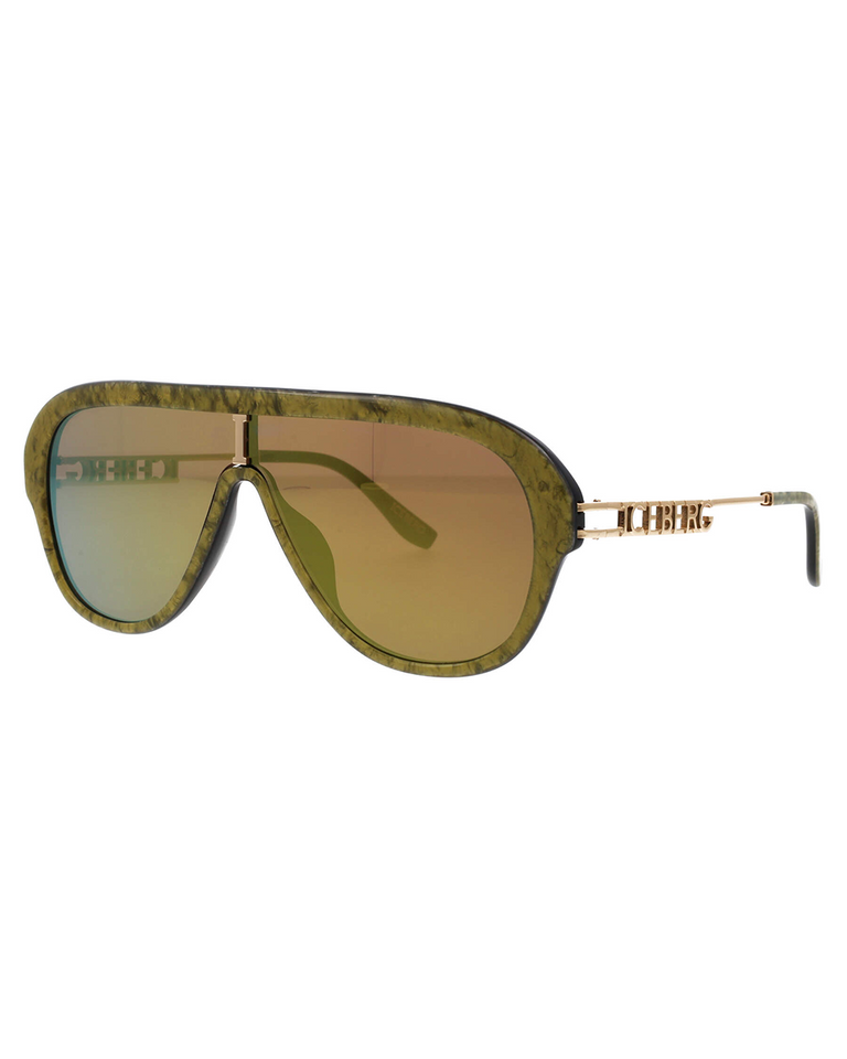 Anniversary Special Edition Green Marbled Aviator Sunglasses - Eyewear | Iceberg - Official Website