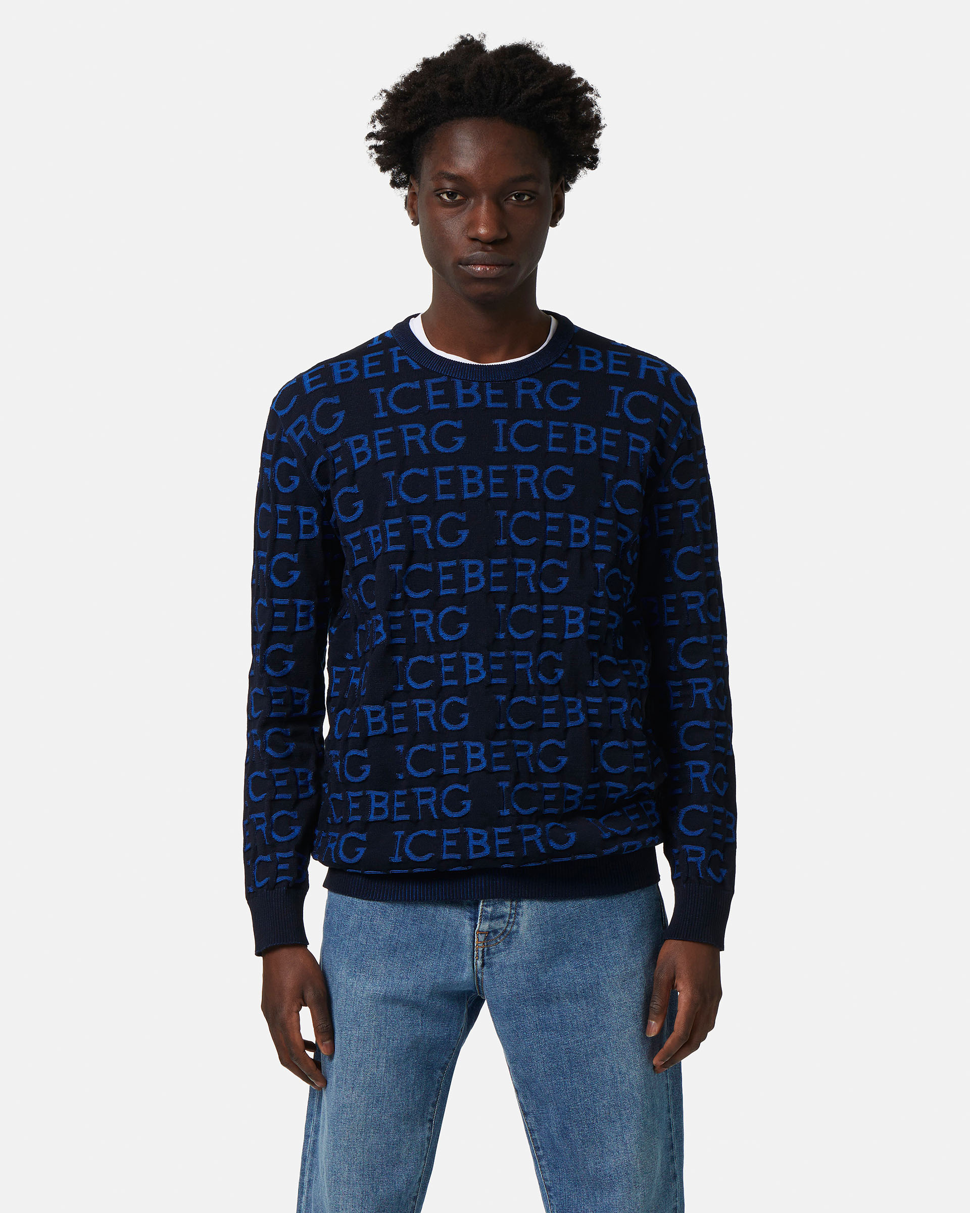 All-over 3D logo sweatshirt in navy blue