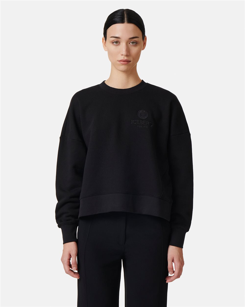 Black sweatshirt with logo Iceberg