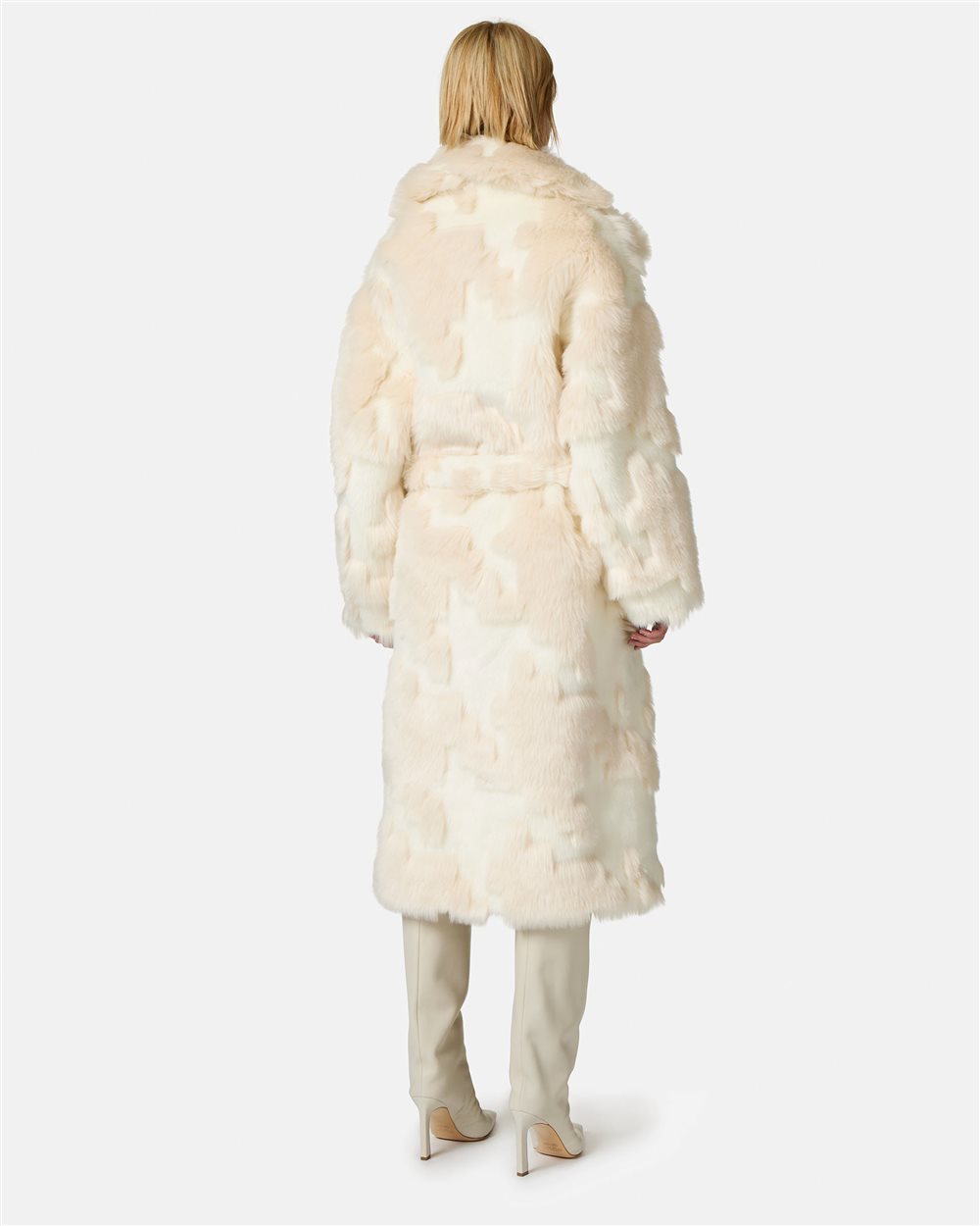 Jacquard eco-fur coat