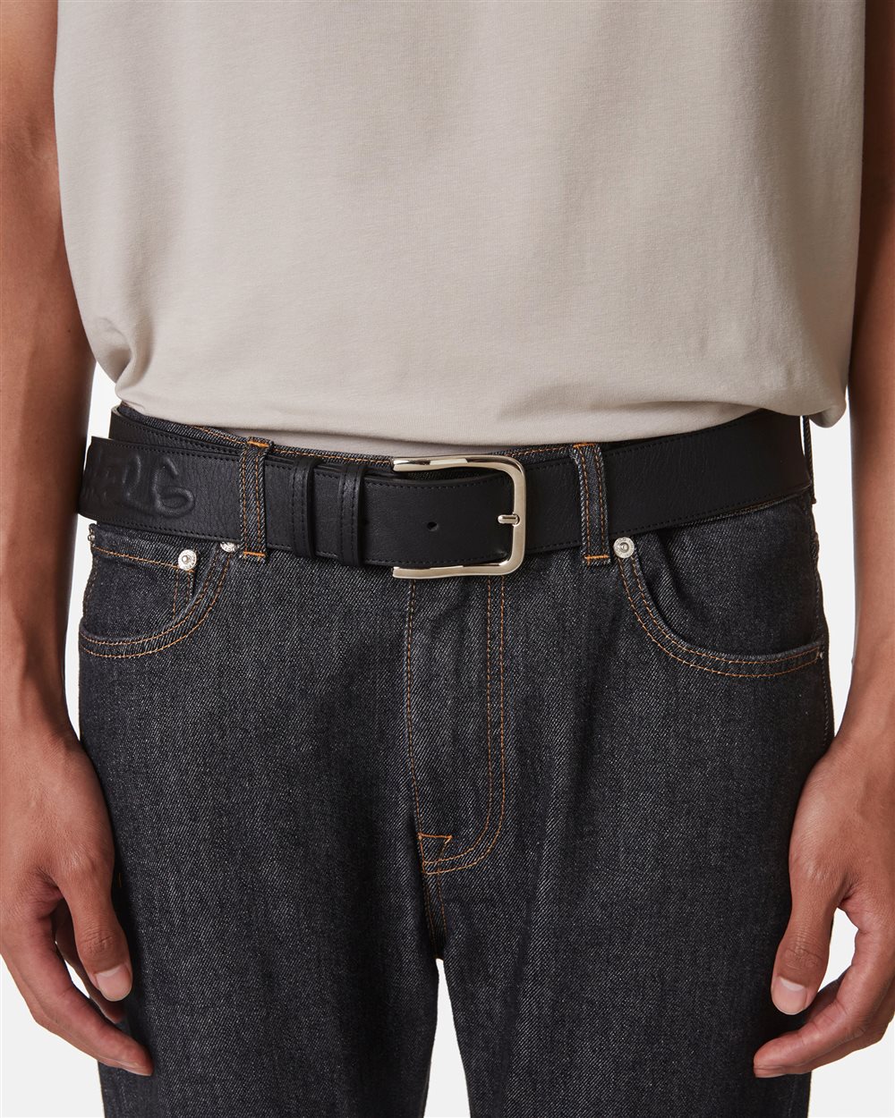 Leather belt with buckle and logo | Iceberg