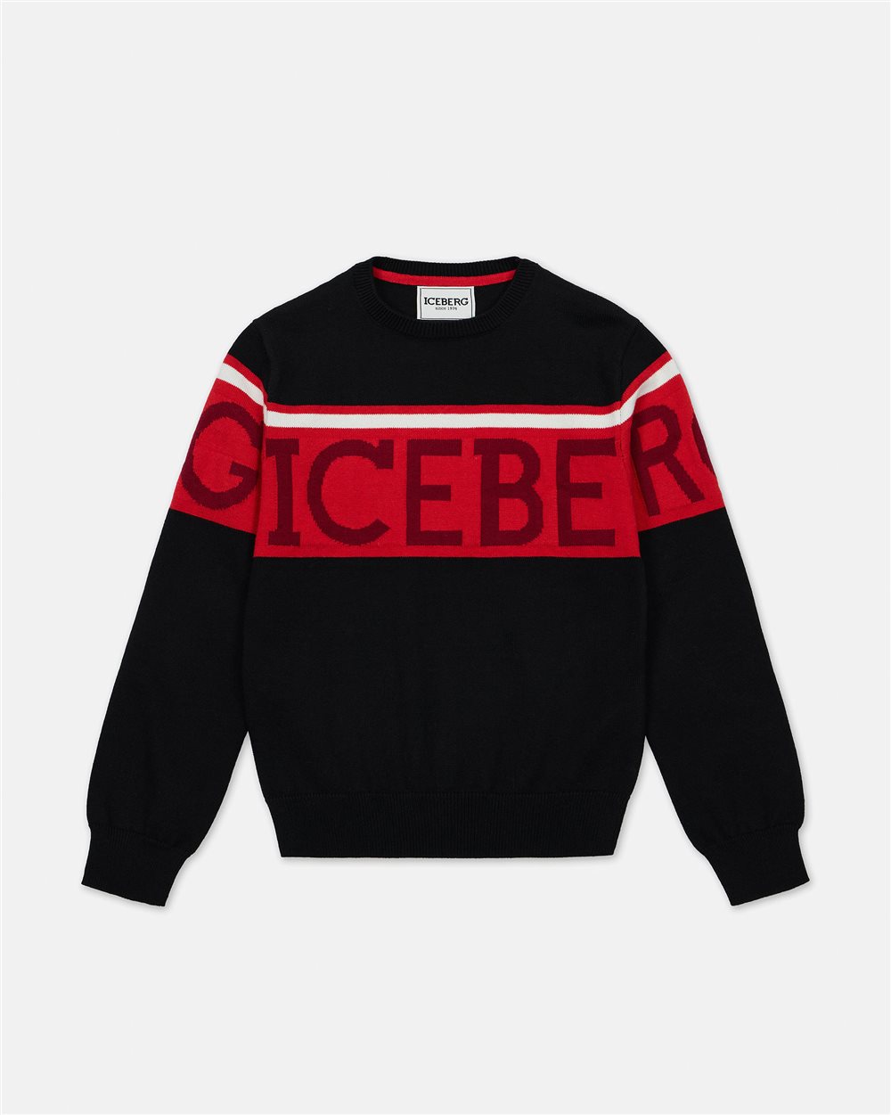 Black long sleeved crew neck sweater Iceberg